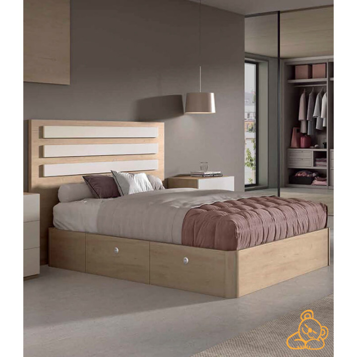 Canapé de madera barato con cajones laterales